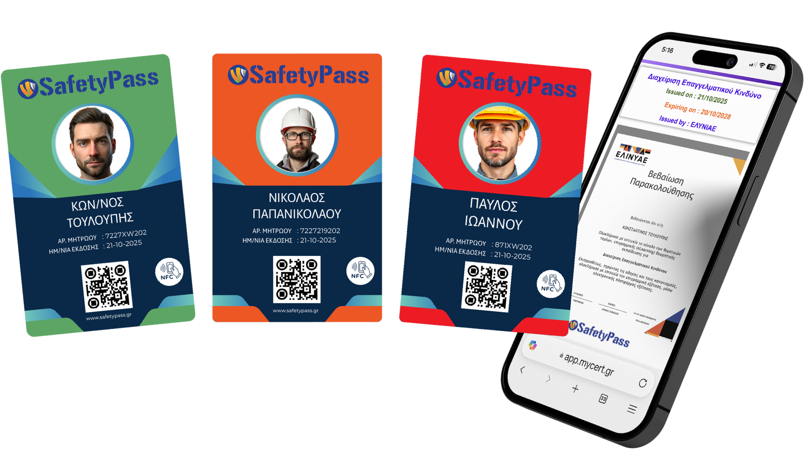 The three SafetyPass cards